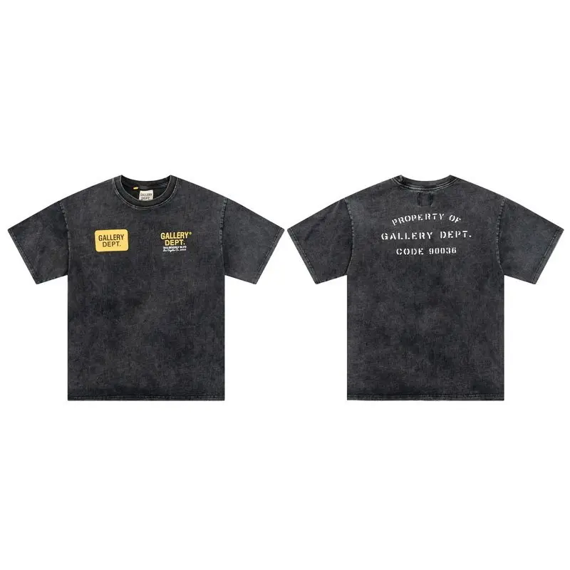 GALLERY DEPT High Street old wash water print letter short sleeve loose retro cotton T-shirt