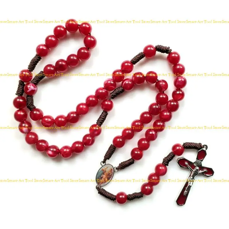 E1PB 10MM Acrylic Bead Bead Necklace Necklace Vintage Coase Catholic Catholic لـ JES