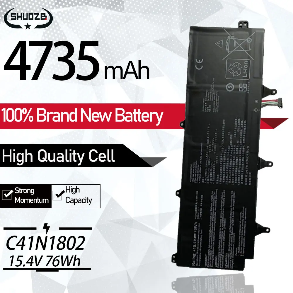 Imagem -01 - Bateria para Asus Rog C41n1802 Zephyrus s s Plus Gx701 Gx701gx Gx701gw Gx701gv Gx701g Gx701gwr Gx735gw Gx735gx 15.4v 76wh Shuozb bateria para asus rog c41n1802 zephyrus s s plus gx701 gx701gx gx701gw gx701gv gx701g gx701gwr gx735gw gx735gx 154v 76wh shuozb 01