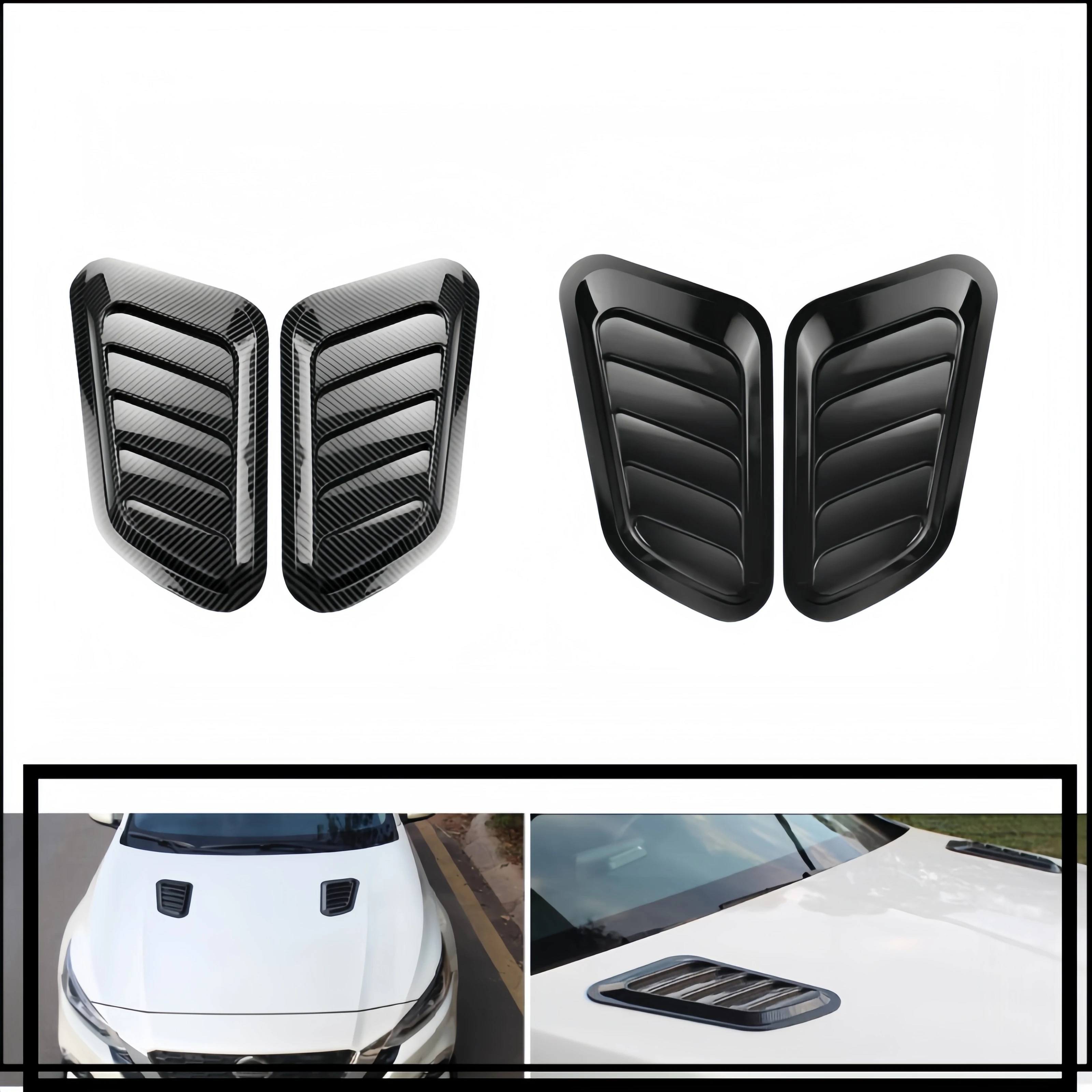 Universal de fibra de carbono para capó de coche, entrada de aire, ventilación de flujo rápido, embellecedor decorativo, estilo, 2 uds., decoración Exterior