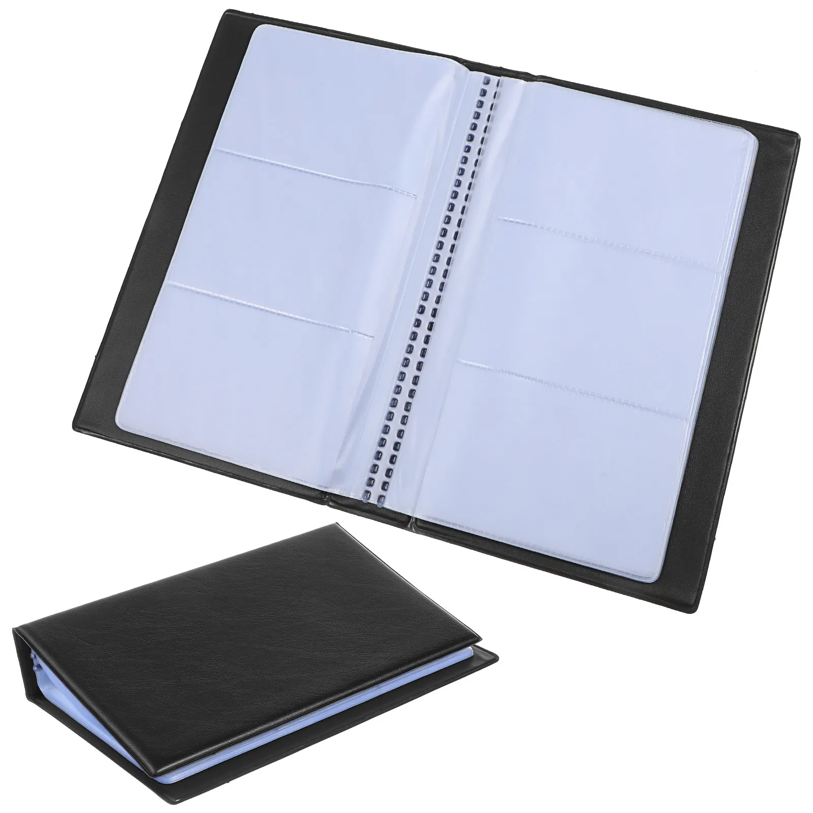 Business Card Book Holder Premium PU Material Business Card Organizer with Multiple Pockets for Cards Index Id Storage Compact