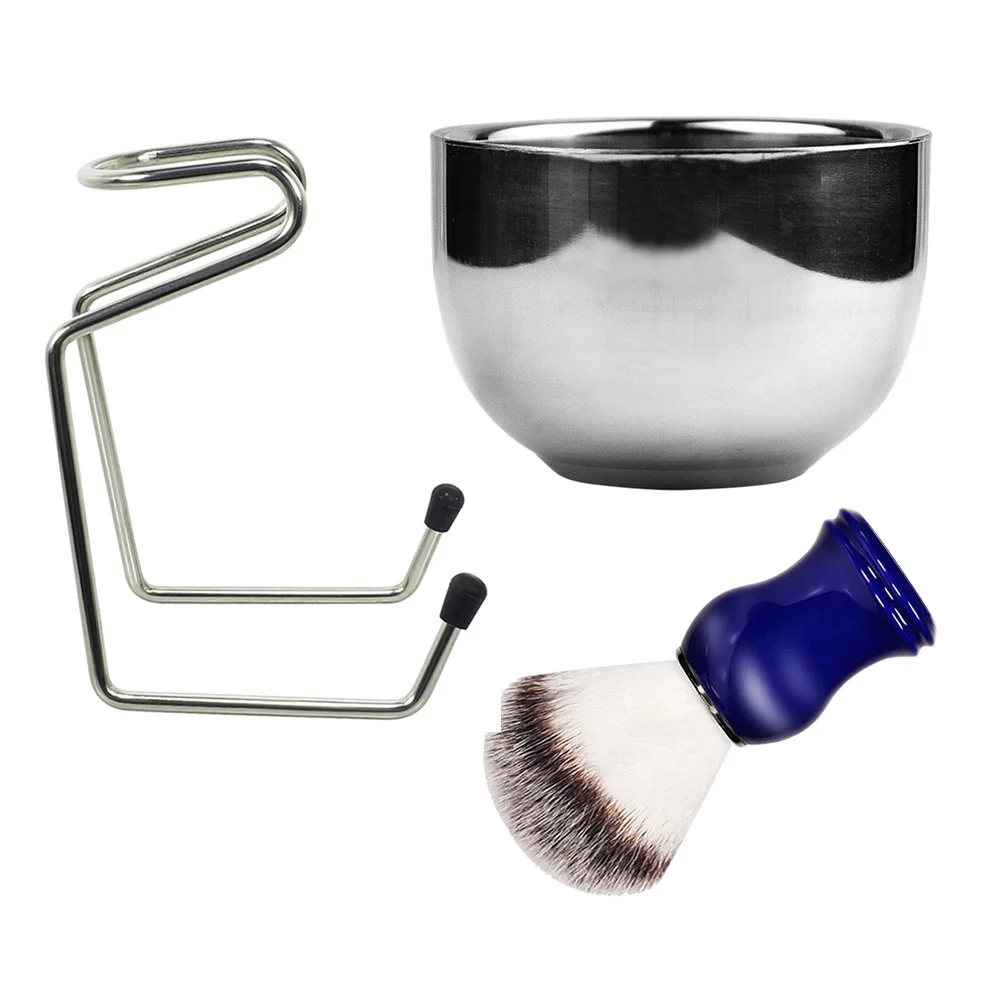 

1Set Beard Brush Set Nylon Bristle Stainless Steel Bracket Durable Portable Comfortable Handle Grooming Kit Gift for Men