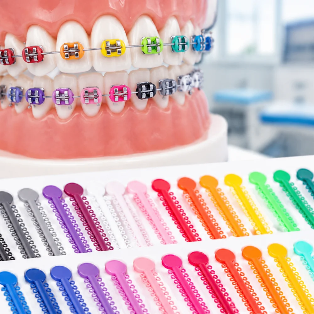 Multi-Color Orthodontic Elastic O-Rings, Multi-Color Dental Ligature Elastic Rubber Bands, Orthodontic Ligature Ring Set - O-Ring Dental Ligature Rings for Orthodontic Treatment and Braces, 48 Colors Available, 20 Pieces