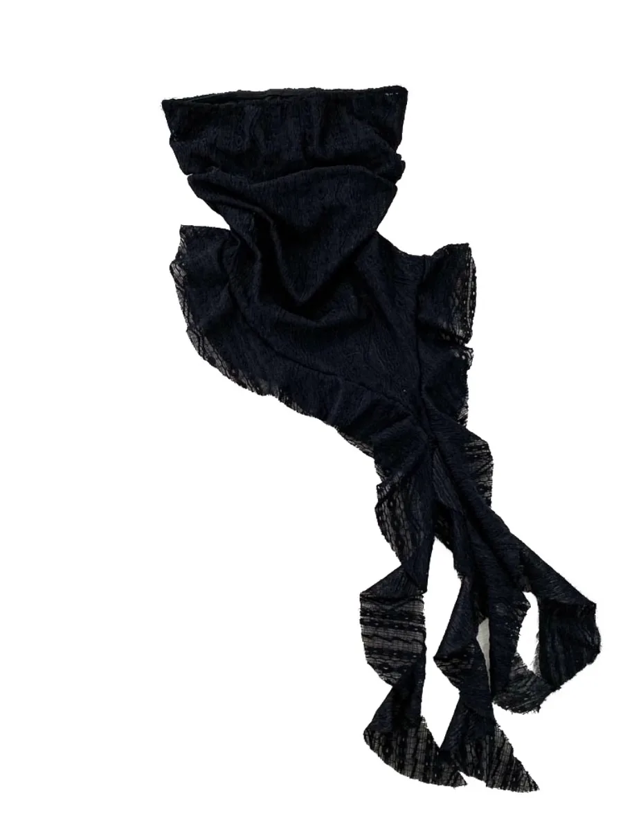 Foamlina y2k moda feminina sexy renda fora do ombro tubo vestido superior feminino novo irregular streamer fino ajuste mini vestido