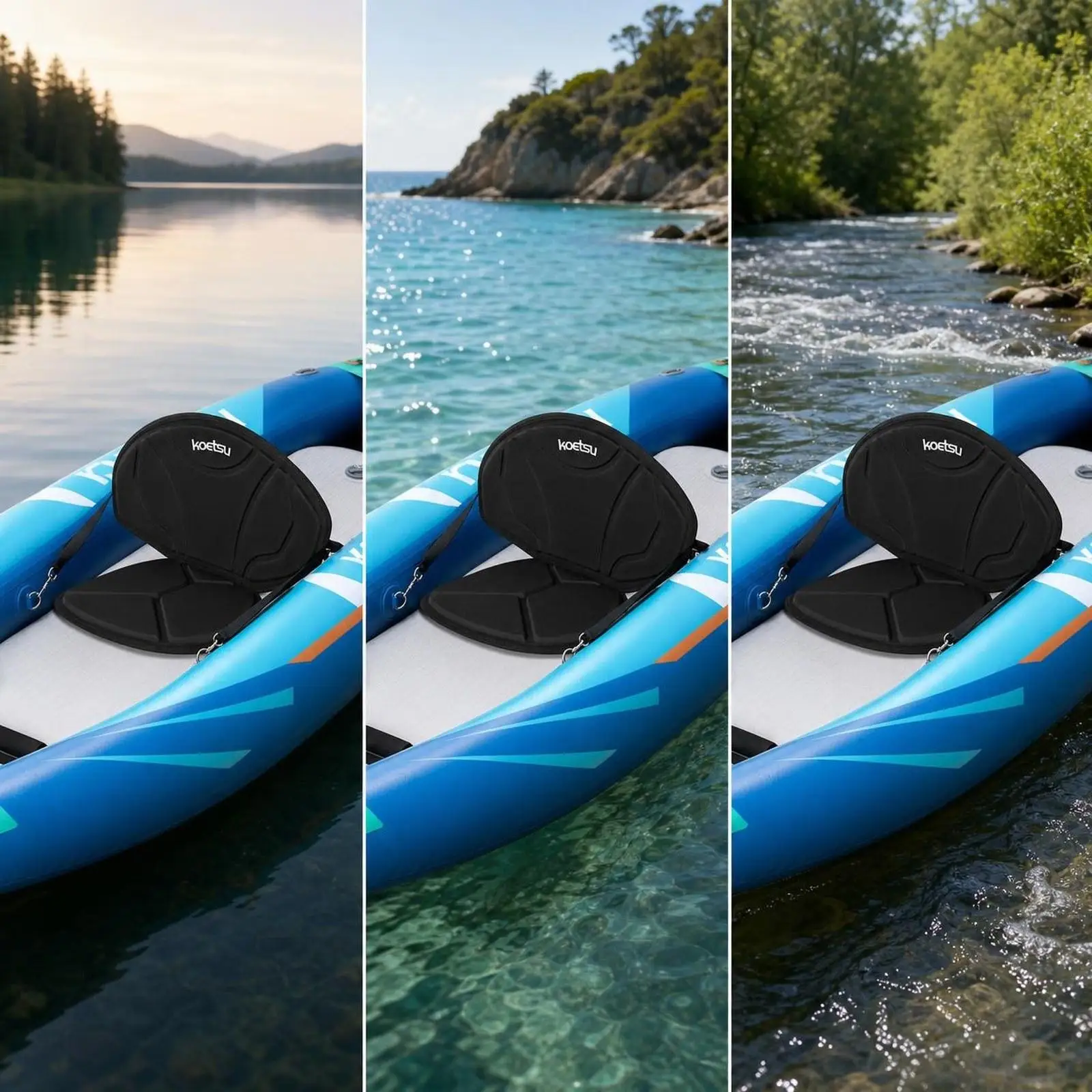Kayak Seat Cushion Easy to Install Portable Accessories Oxford Cloth Sturdy EVA with Back Support Padded for Canoe Kayak Sit on
