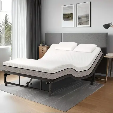 King Size Adjustable Bed Base Frame with Quiet Motor Head And Foot Incline Zero Gravity Position Wireless Remote Control