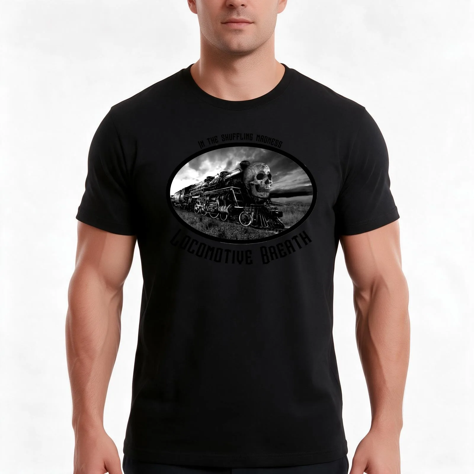 locomotive breath T-Shirt, Summer Casual Cotton Tee, Oversized Streetwear Tops, Vintage Graphic Print, Loose Fit Short Sleeve