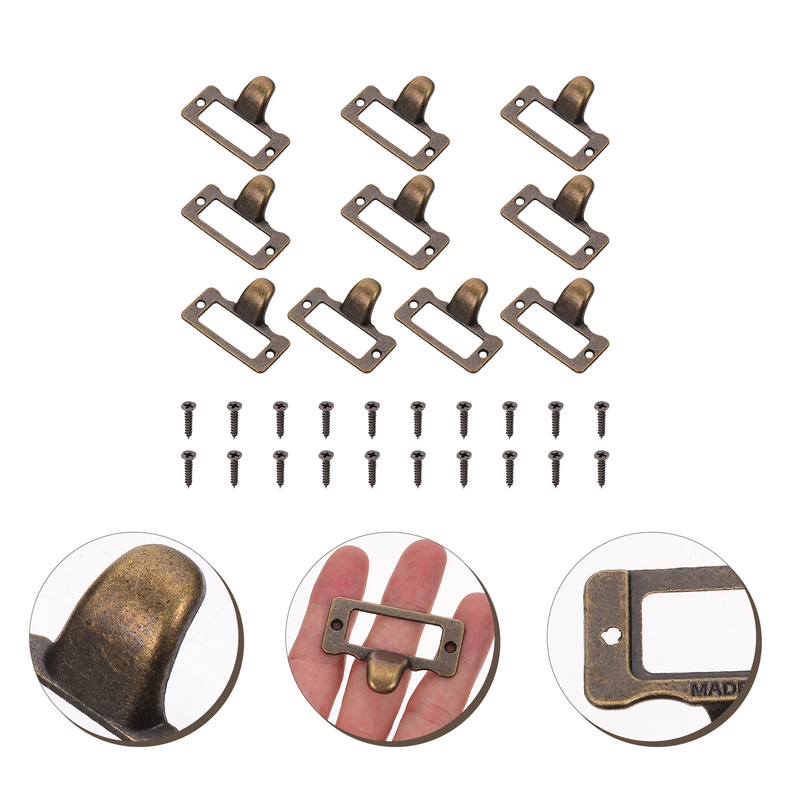 

10Pcs Label Frame Handle Retro Design Durable Zinc Alloy Cabinet Drawer Pull Handles for Office Library Furniture Accessories