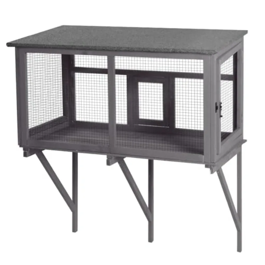 

Catio Outdoor Cat Enclosure Cat Window Box for 1-2 Cats with Weatherproof Asphalt Roof Lockable Door Expendable Secure Window P