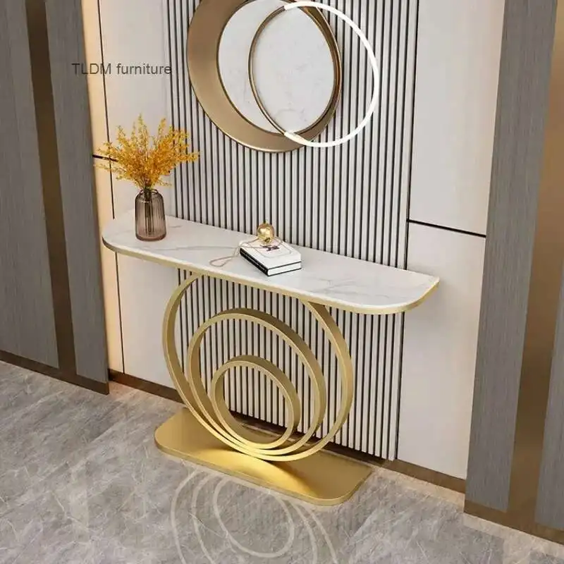 

Narrow Minimalist Iron Console Tables Slate Side Table Corridor Entry Italian End View Desk with Light Entrance Furniture F