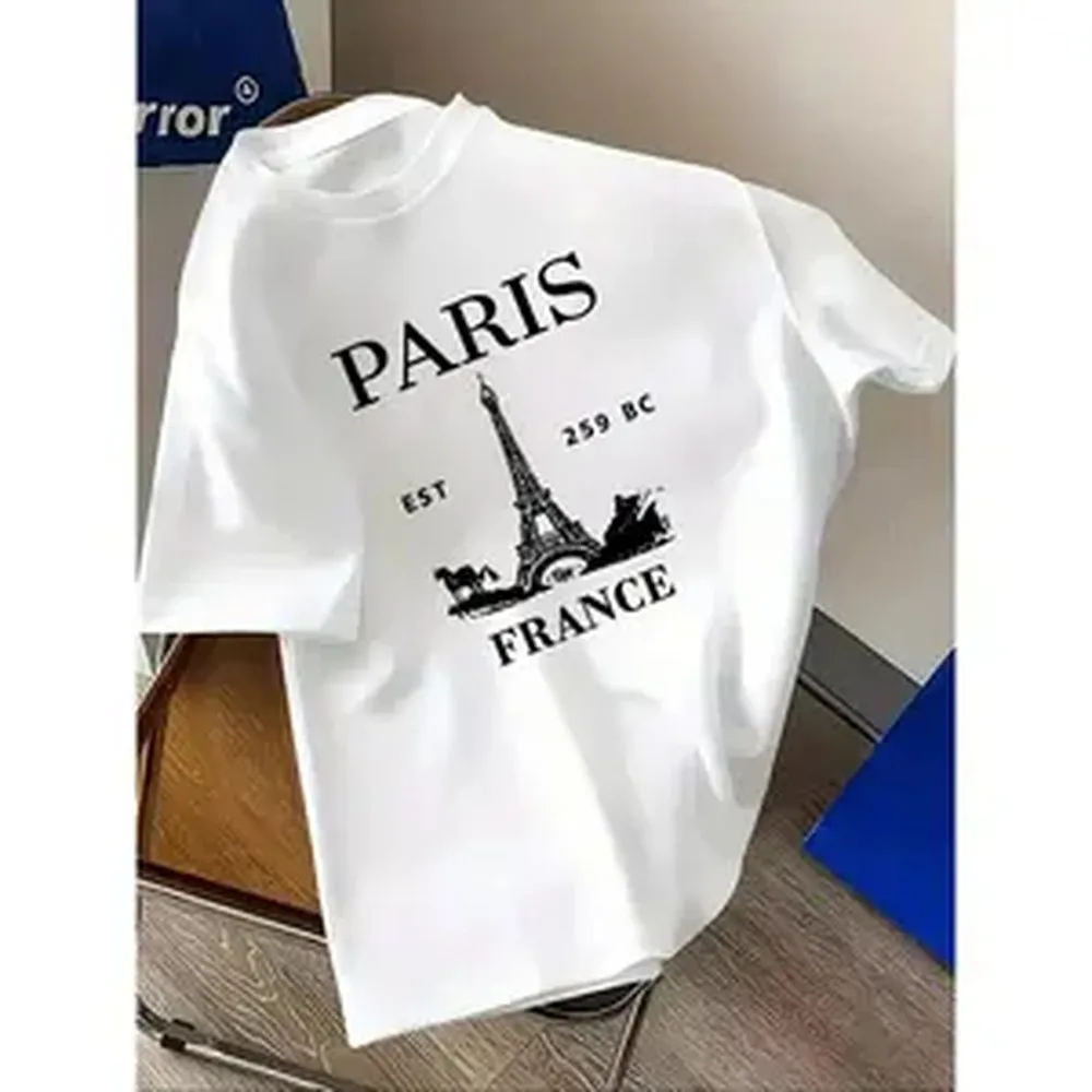 Men's Classic Round Neck Short-Sleeve Print T-Shirt - Regular-Fit, Casual Summer Sports Top with Loose H-Type Silhouette and Moderate-Thickness Fabric