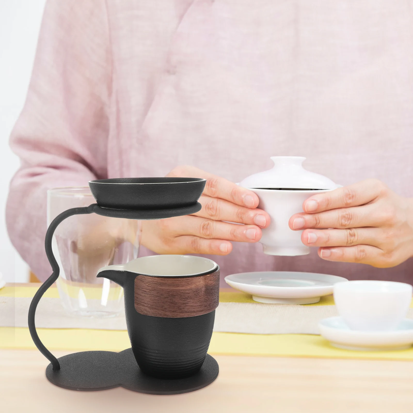 

Ceramic Tea Set Kung Fu Exquisite Tea Drainer Good Quality Materials Sturdy Bracket Design Not Easy to Tip Over