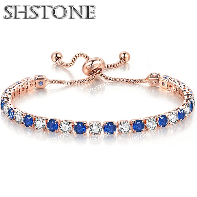 Edle 925 Sterling Silber Armband Kette Luxus Farbe Kristall Hand Schmuck Für Frauen Charme Hochzeit Geschenk Party 18 cm