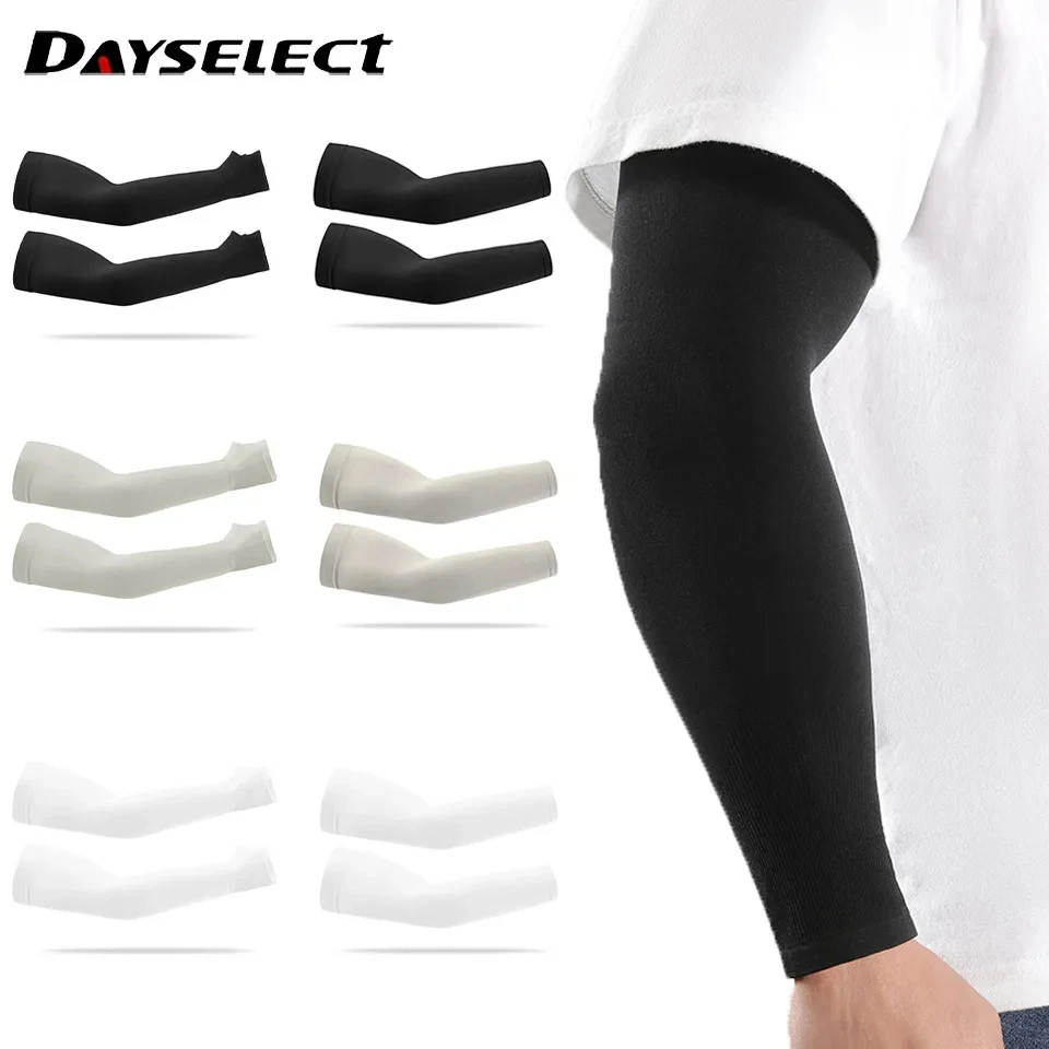 1Pair UPF50+ Summer Cool Feeling Arm Sleeves Women Cycling Running Fishing Oversleeve Men Breathable Ice Silk Sunscreen Unisex