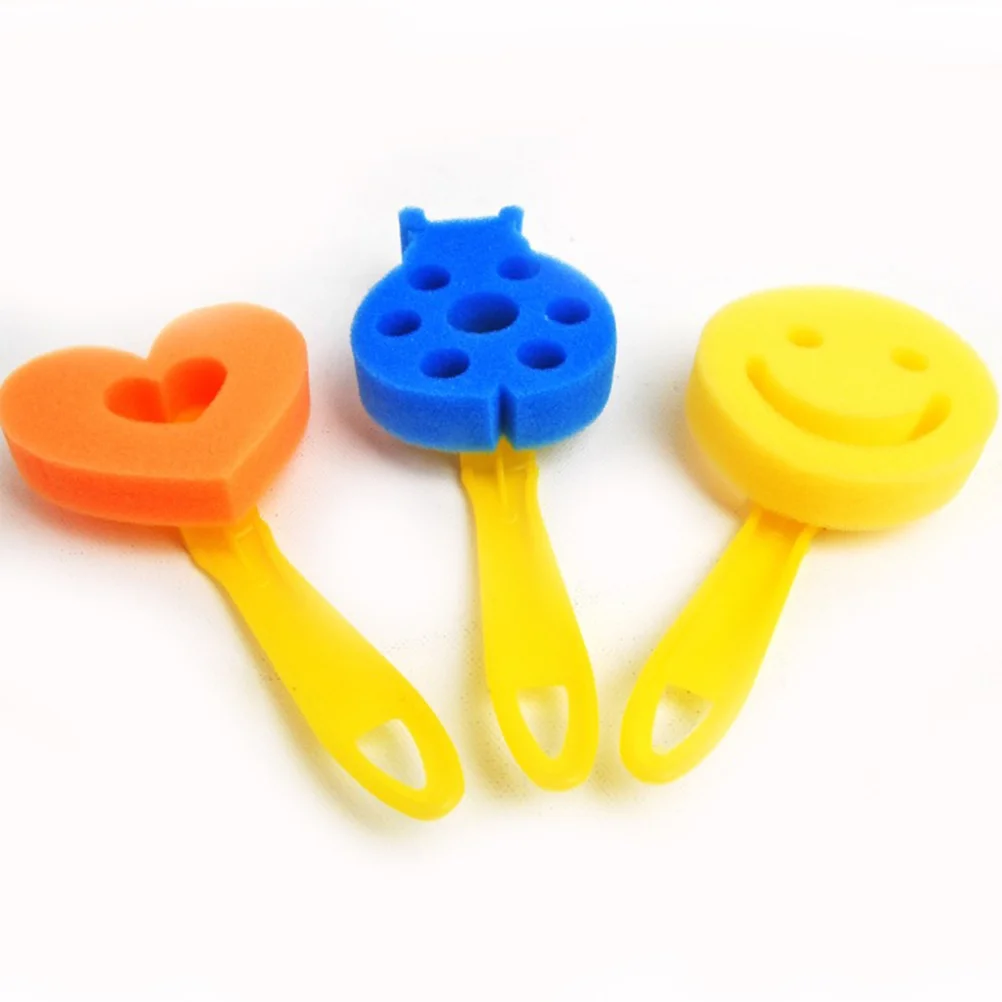 12pcs Painting Sponge Set Creative Flower Stamp DIY Painting Brush Tools with Roller Round Flat for Kids Children Drawing