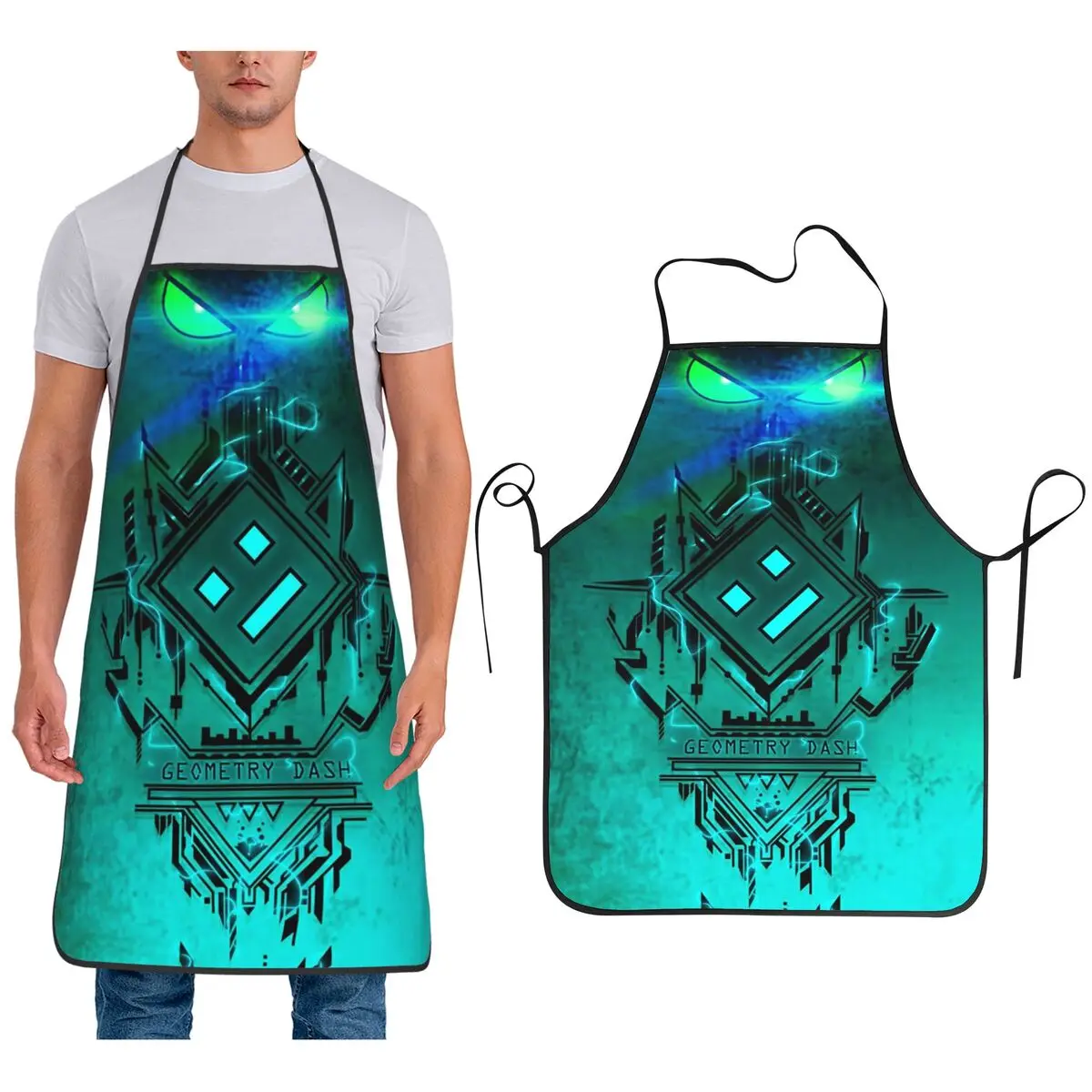 

Фартуки с геометрической формой видеоигры, фартуки для шеф-повара, кулинарии, кухни, нагрудник без рукавов, кухонный сарафан для уборки для женщин и мужчин, живопись