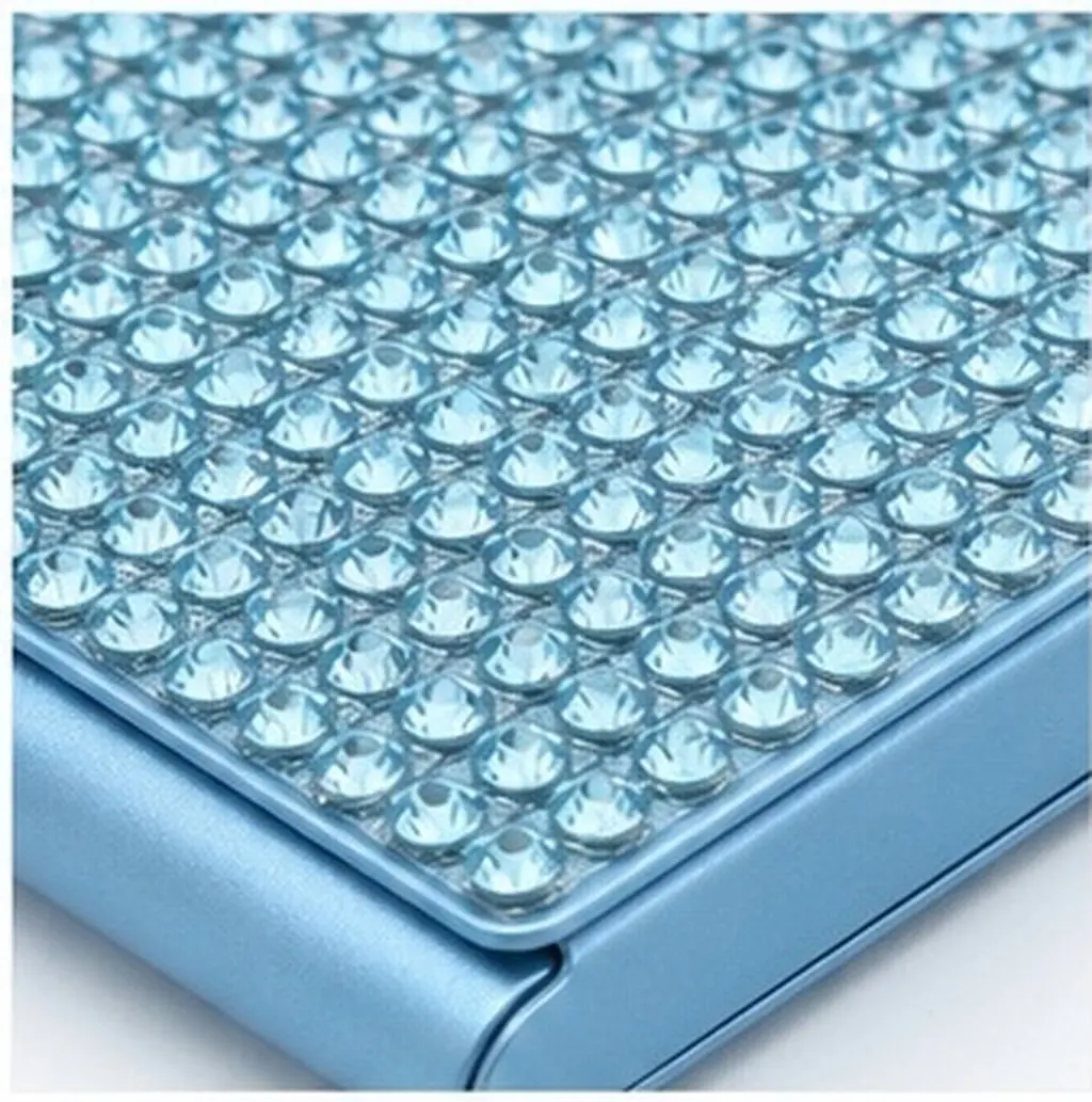 Metal Business Card Holder Organizer For Travel Card Holder Office Worker Rhinestone Women Exhibition