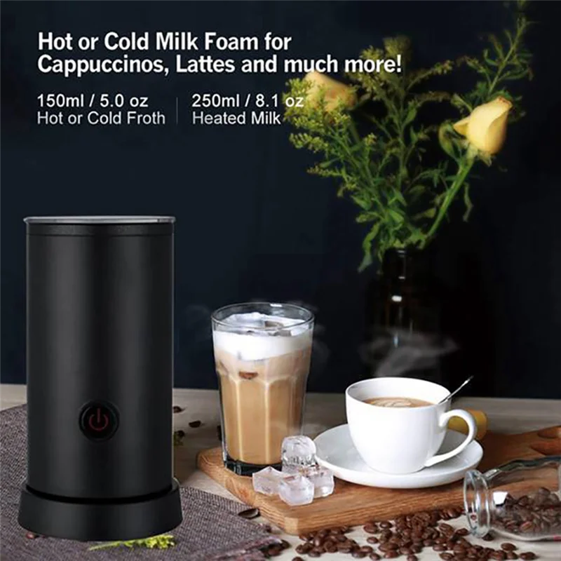 Household Electric Milk Frothers Machine Chocolate Mixer Cappuccino Coffee Latte Mixer Portable Blender - Black EU Plug-T33C