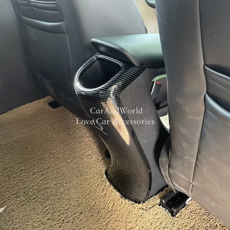

ABS Carbon Fiber Interior Rear Row Air Condition Outlet Vent Frame Cover Trim Car Moulding Accessories For BYD Dolphin 2021-2025