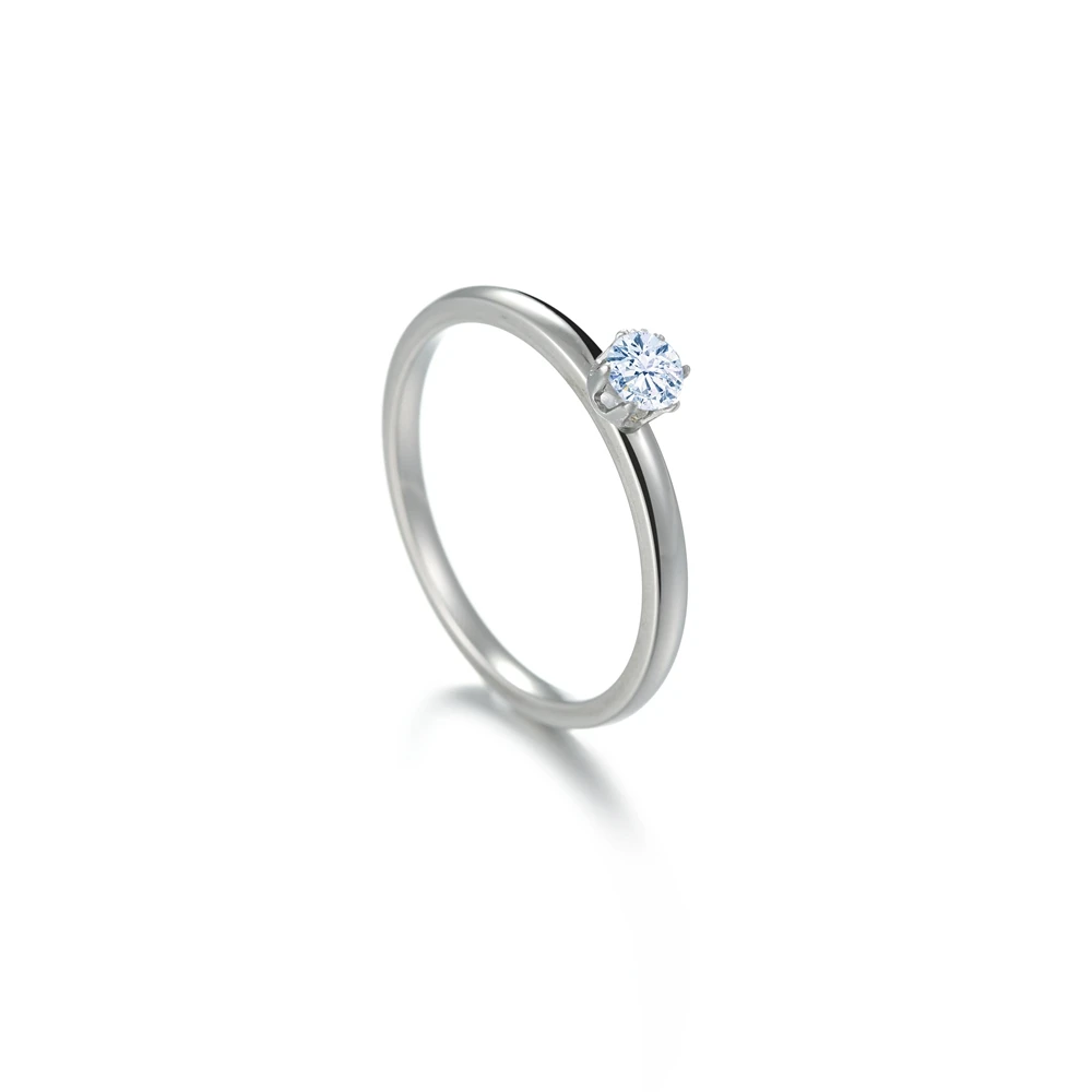 Anillo de circón redondo para mujer, sortija de compromiso de cristal, Color plateado, Estilo Vintage