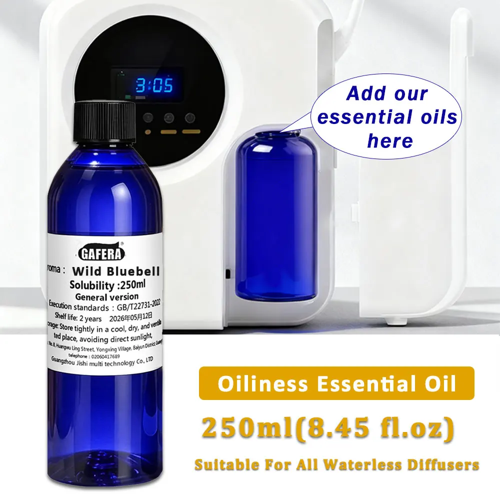 GAFERA 250ml(8.45 fl.oz) Wild Bluebell/Cedar Essential Oils, For Waterless Diffuser, Fragrance Aroma Machine Replenishes Essence