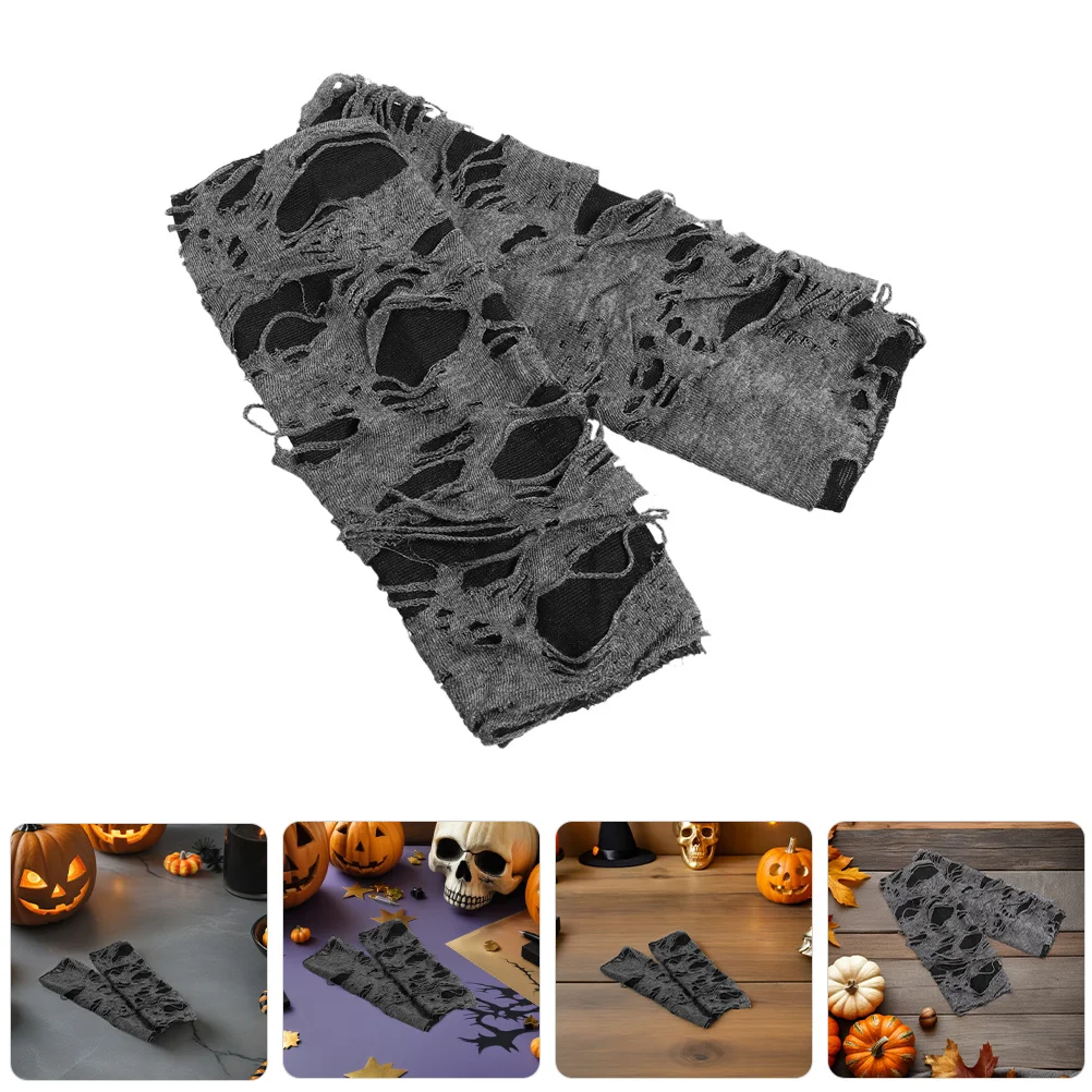 

3Pairs Punk Fingerless Gloves Women Black Ripped Lace Halloween Goth Arm Warmers Cosplay Gothic Clothes for Women