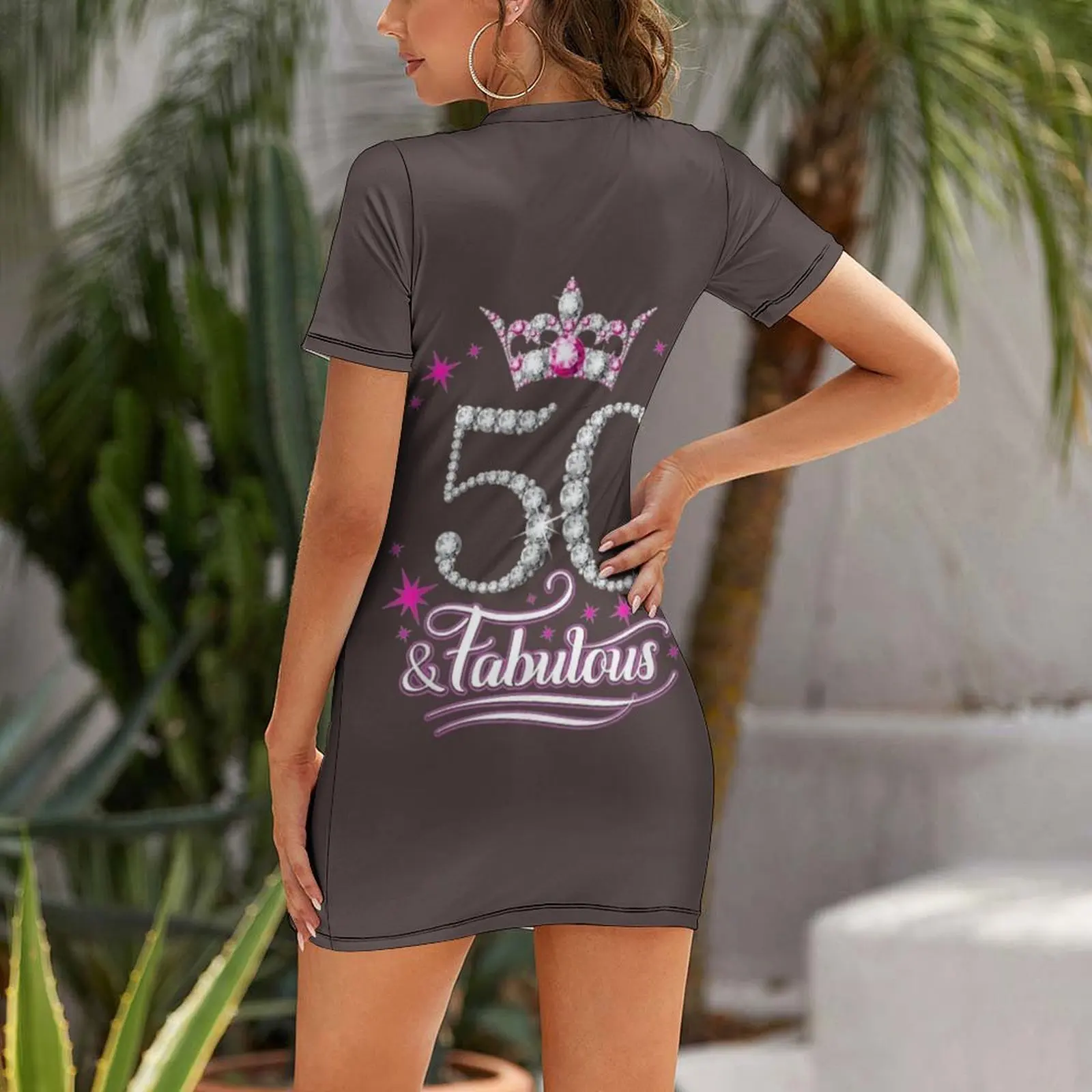 50 And & Fabulous 1970 50Th Birthday Crown Pink Short Sleeved Dress women dress Dress for girls evening