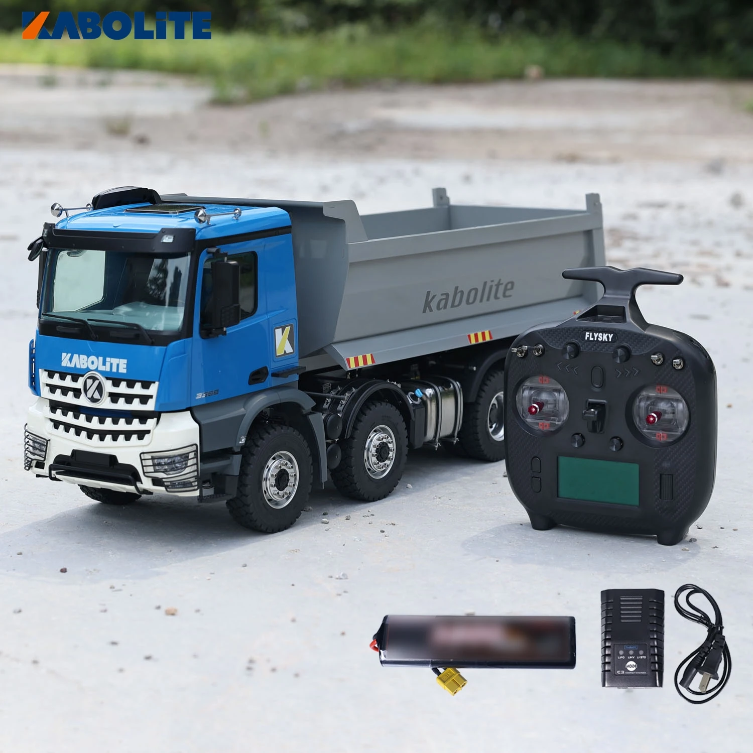 KABOLITE K3366 8X8 RC Metal Hydraulic Tipper U-bucket Full Dumper Car 1/14 Scale ST8 with Light Sound Remote Control Truck Toys