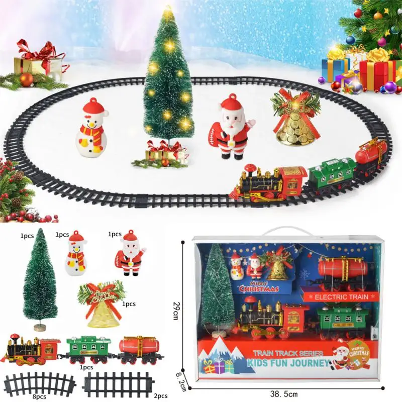 Suoni luci treno di natale Set decorazione albero di natale binari ferroviari giocattoli treno di natale regali giocattoli per bambini regalo di capodanno