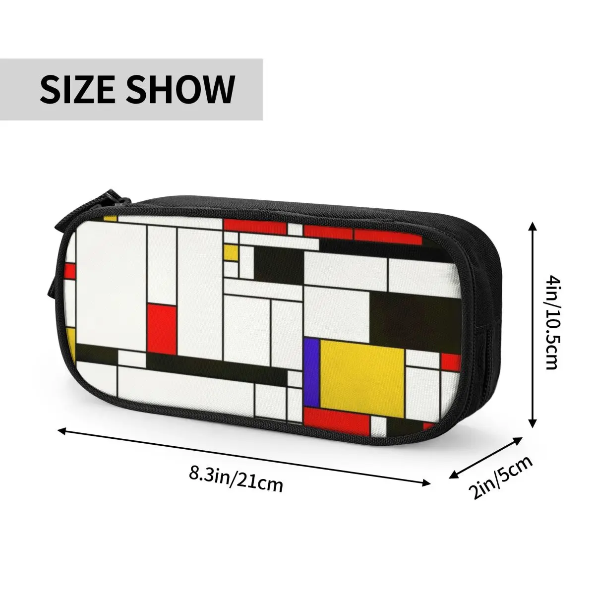 Imagem -04 - Estojo de Lápis Estilo Punk Mondrian Personalizado Grande Capacidade Arte Abstrata Caixa Kawaii Acessórios Escolares Meninos e Meninas