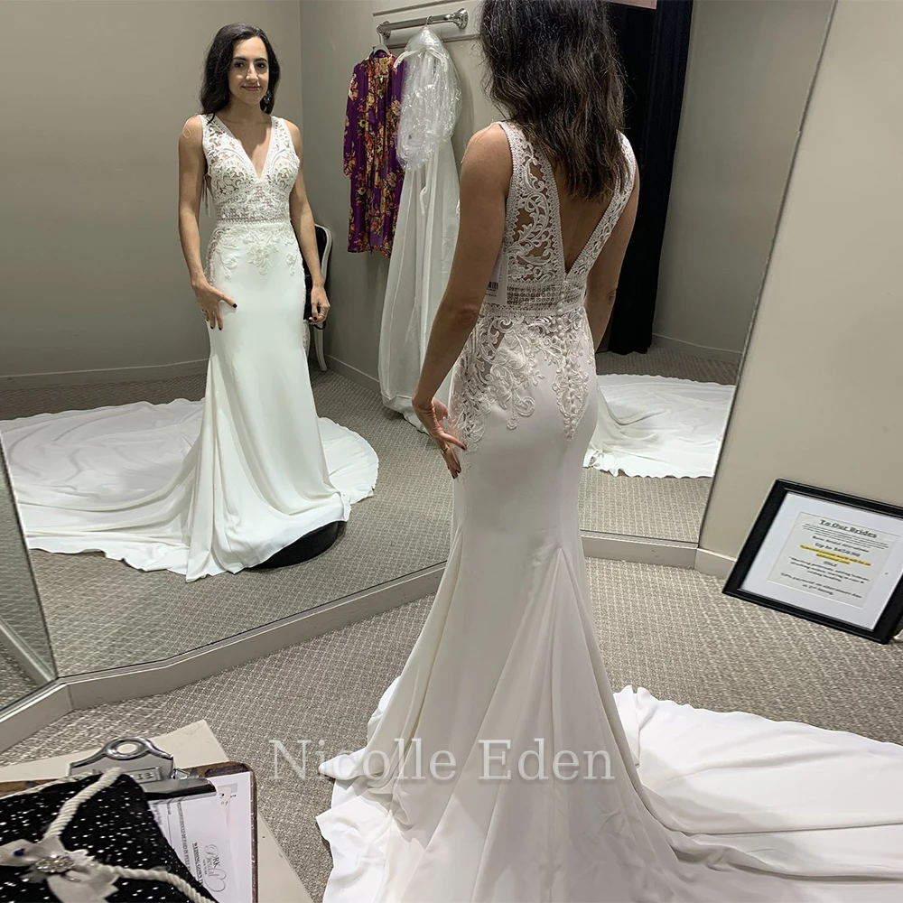Nicolle Romantic Fancy Wedding Dresses Square Collars Long Sleeves Floral Print Lace up Corset Robe de Mariée Drop Shipping