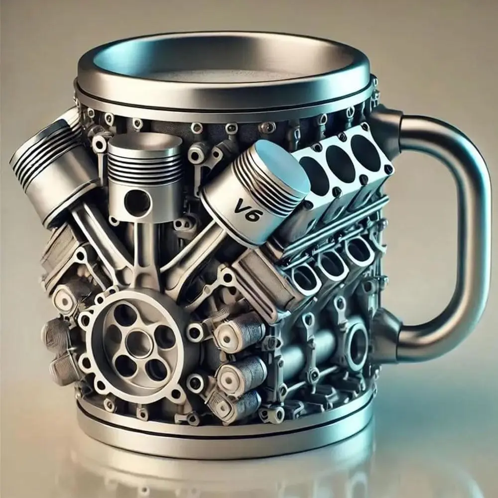 3D V8 V6 Motor Edelstahl Kaffeebecher Neuartiger Mechaniker Auto-Liebhaber Becher Isolierte Trinkware Geschenk für Männer Väter Zuhause Büro