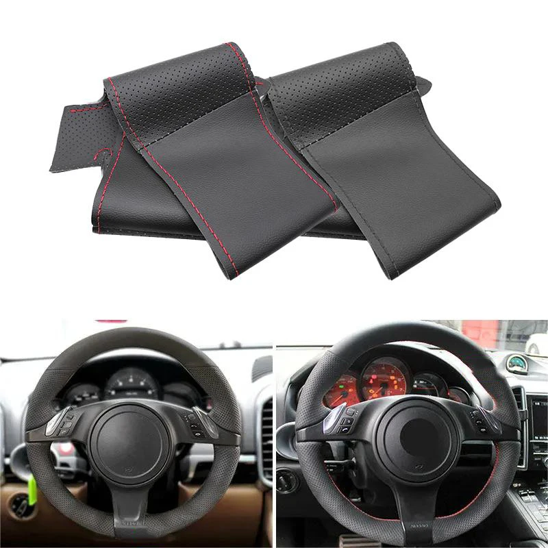 Perforated Microfiber Leather Steering Wheel Cover Trim for Porsche Cayenne Panamera 2010-2012, Auto Interior Accessories