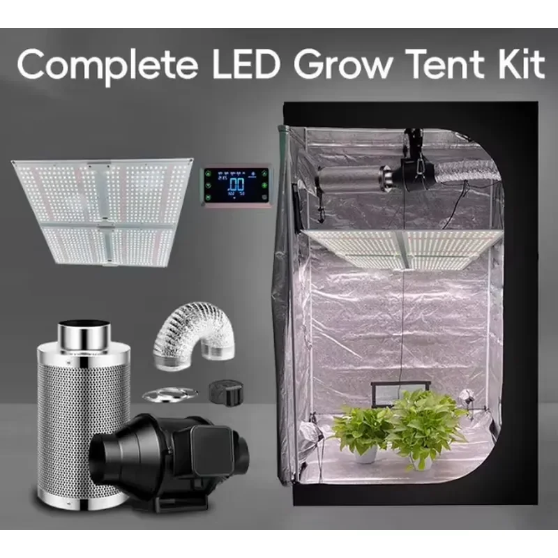 ROHE Best Stable Indoor Hydroponics System for 120x120x200 cm Lightproof Waterproof 600D 1680D LED Growing Light Complete