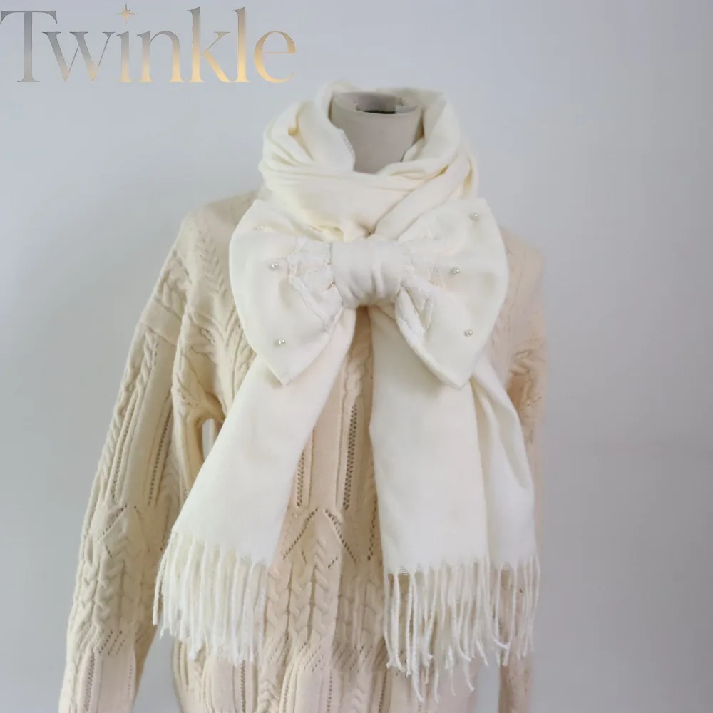 Lolita Bowknot Solid Scarf Shawl Cute Kawaii Japanese Sweet Girly Soft Girl Detachable Two-Way Versatile Wrap