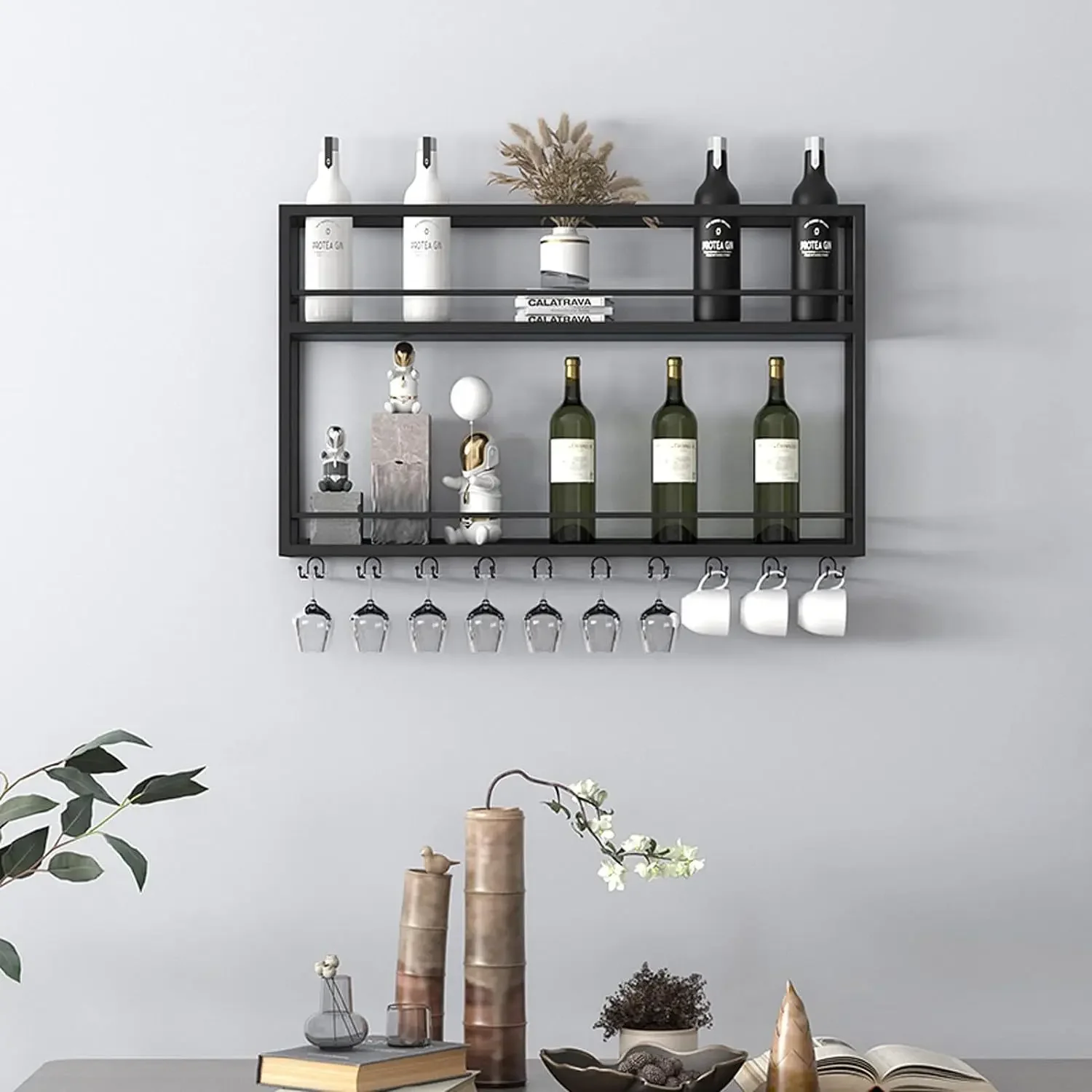 Industrial Wall Mounted Wine Rack for Home Bar Restaurant Kitchen Multifunctional Wine Storage Display Rack