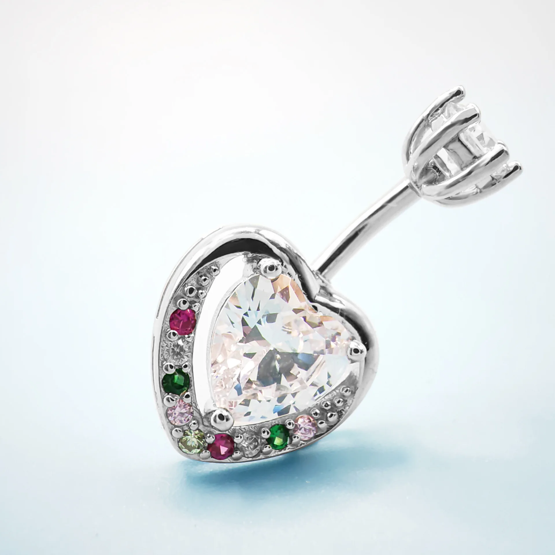 MIQIAO Heart Piercing Belly Button Rings Love 925 Sterling Silver Women Jewelry Body Piercing Accessories Belly Button Ring