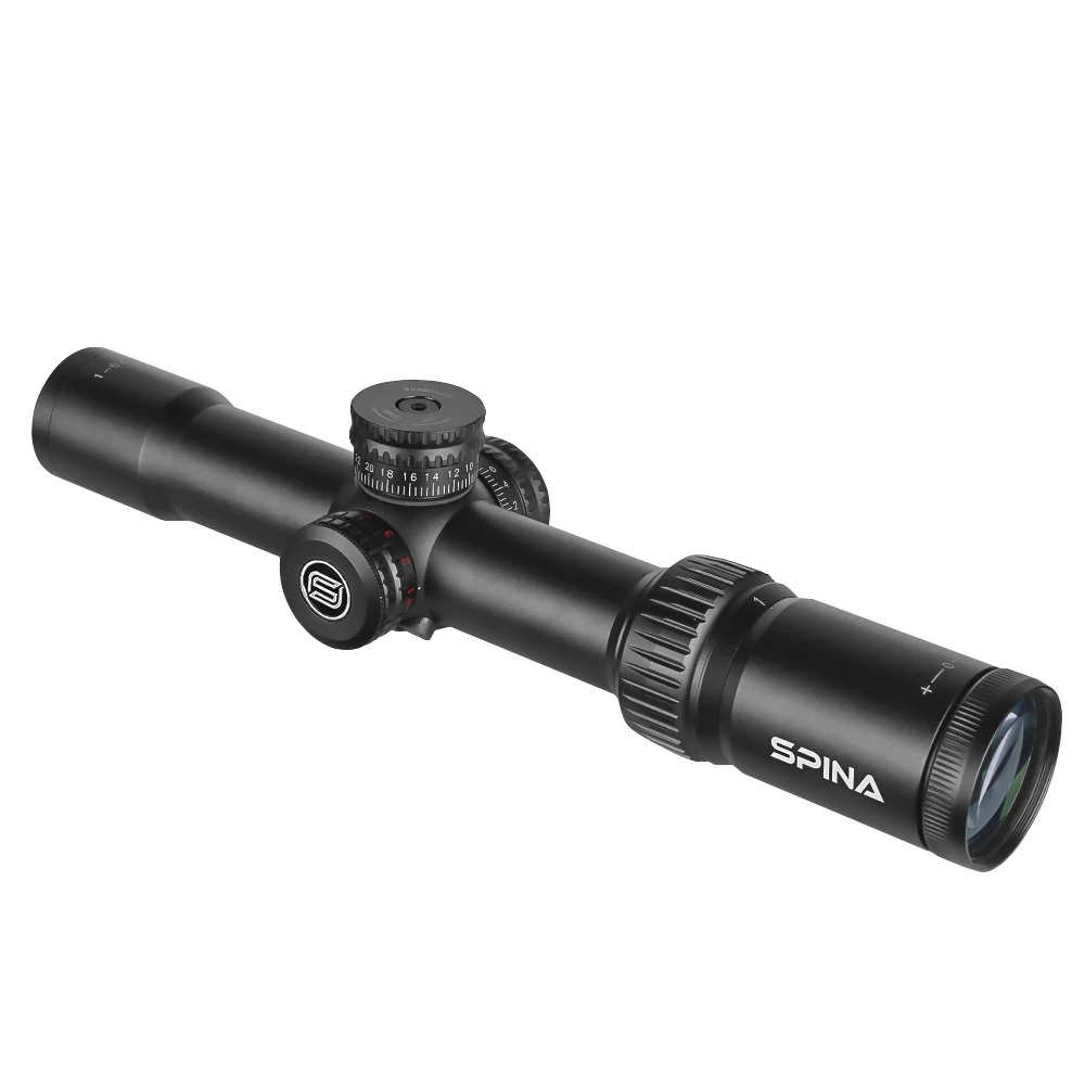 SPINA OPTICS HD 1-6X28 LPVO Tactical Compact Wide Angle Mid Dot Dual Purpose Red Dot Glass Etched Reticle Scope 22LR.223.308