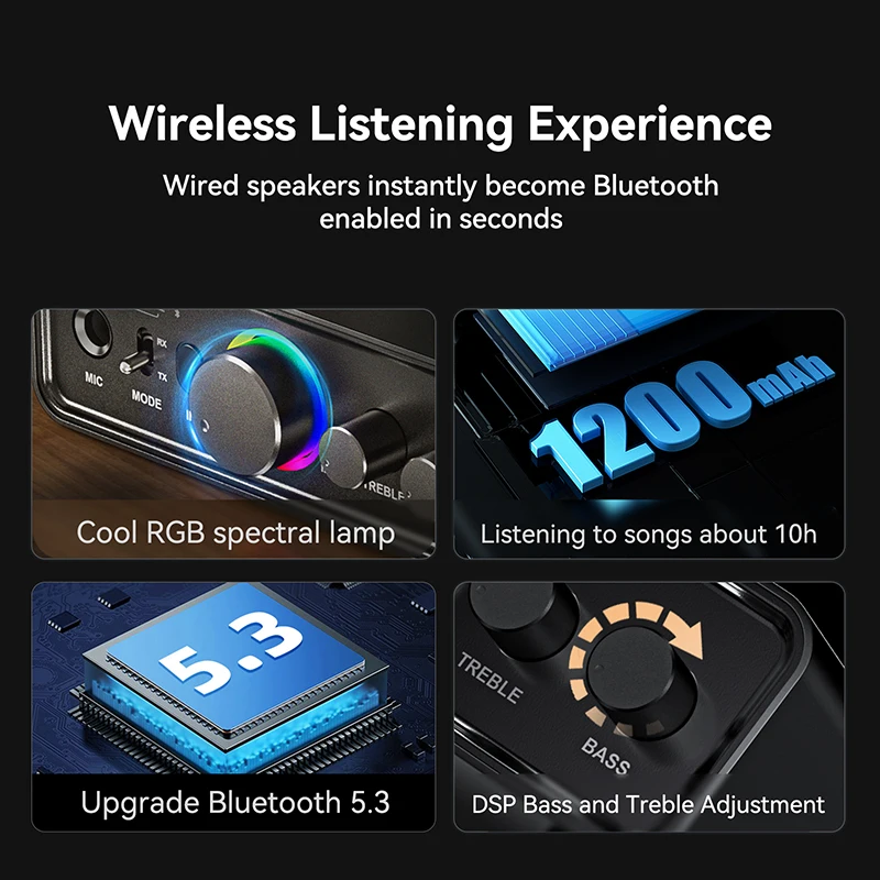 ตัวรับส่งสัญญาณ5.3บลูทูธตัวรับสัญญาณคาราโอเกะ6.5มม. 3.5มม. AUX RCA USB ตัวรับสัญญาณ WiFi โคแอกเซียลสำหรับทีวีคอมพิวเตอร์ลำโพงในรถยนต์