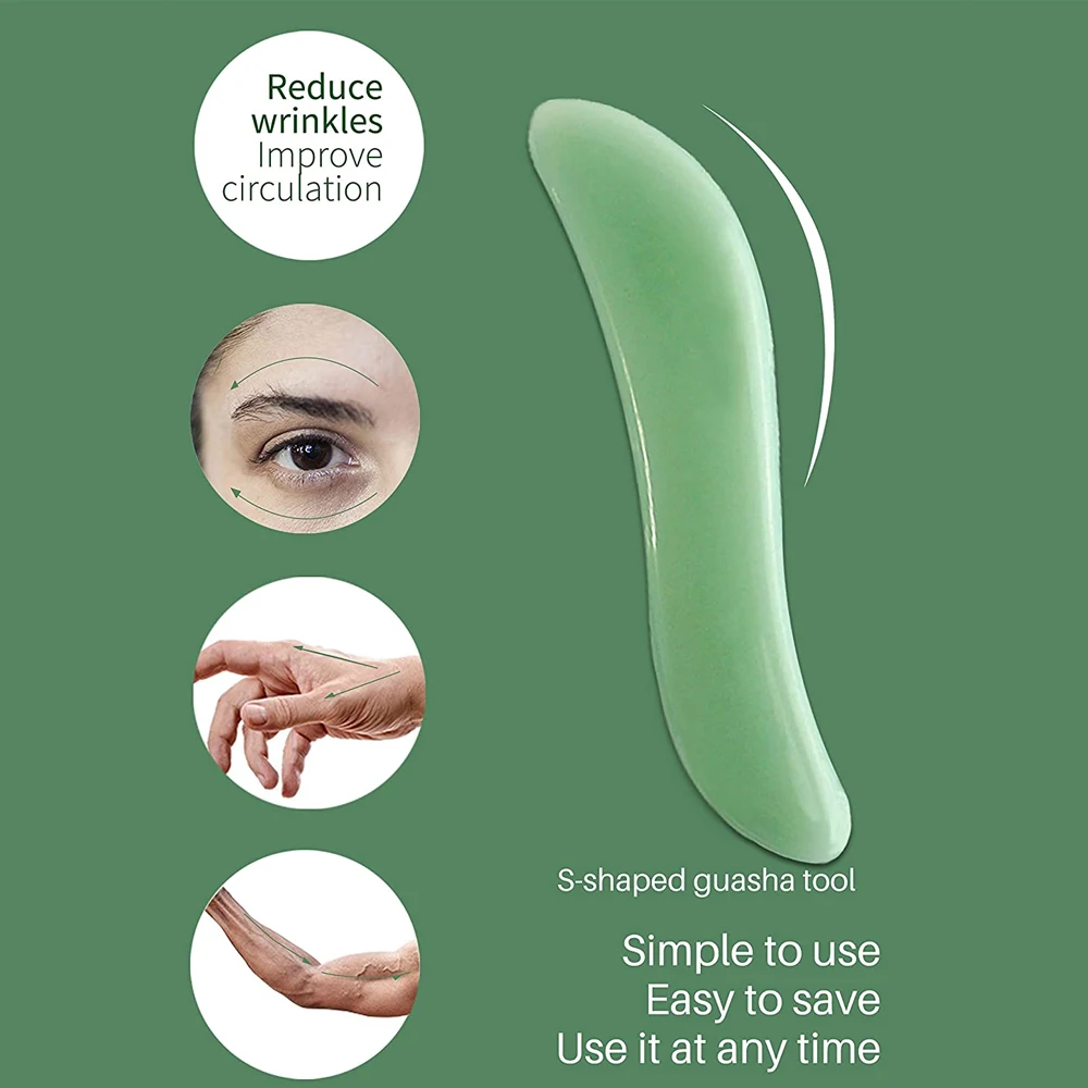 BYEPAIN 4Pcs/Set Guasha Massage Tool Natural Jade Scraper Board Eye Face Massager Facial Skin Care Beauty Health Massage Tools