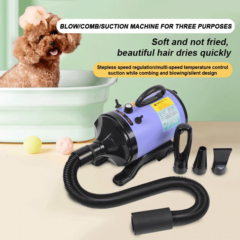 Sèche-cheveux haute puissance 2800W pour chiens et chats, moteur de soufflage d'eau, vent chaud réglable, sèche-cheveux professionnel, fournitures pour animaux de compagnie