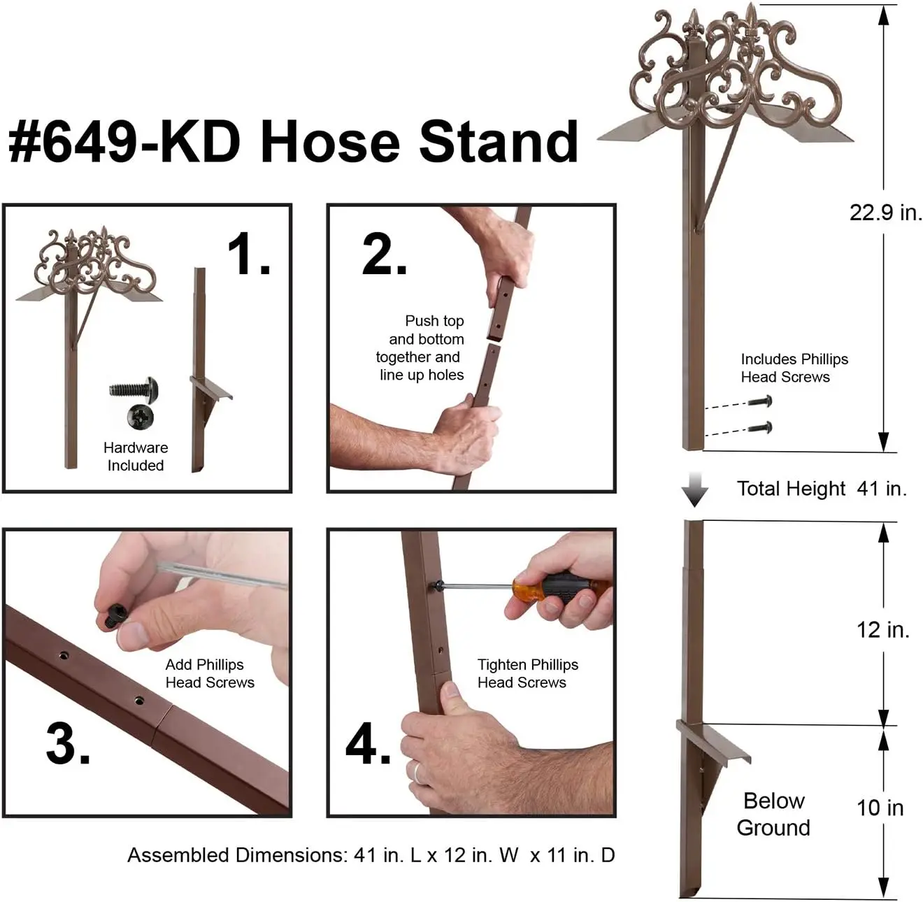 สวนเสรีภาพ649-KD สวนไฮด์พาร์คท่อโลหะตกแต่งสวนยืนถือ125ฟุตของท่อ5/8นิ้วความสูง41นิ้ว-บรอนซ์