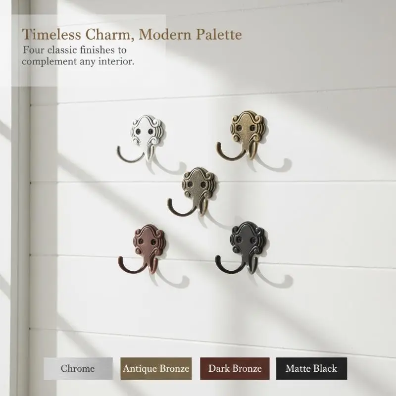 1Pcs Antique Double Head Coat Hat Bag Hanger Zinc Alloy Double Prong Hooks With Screws Portable Multifunctional Wall Hanging
