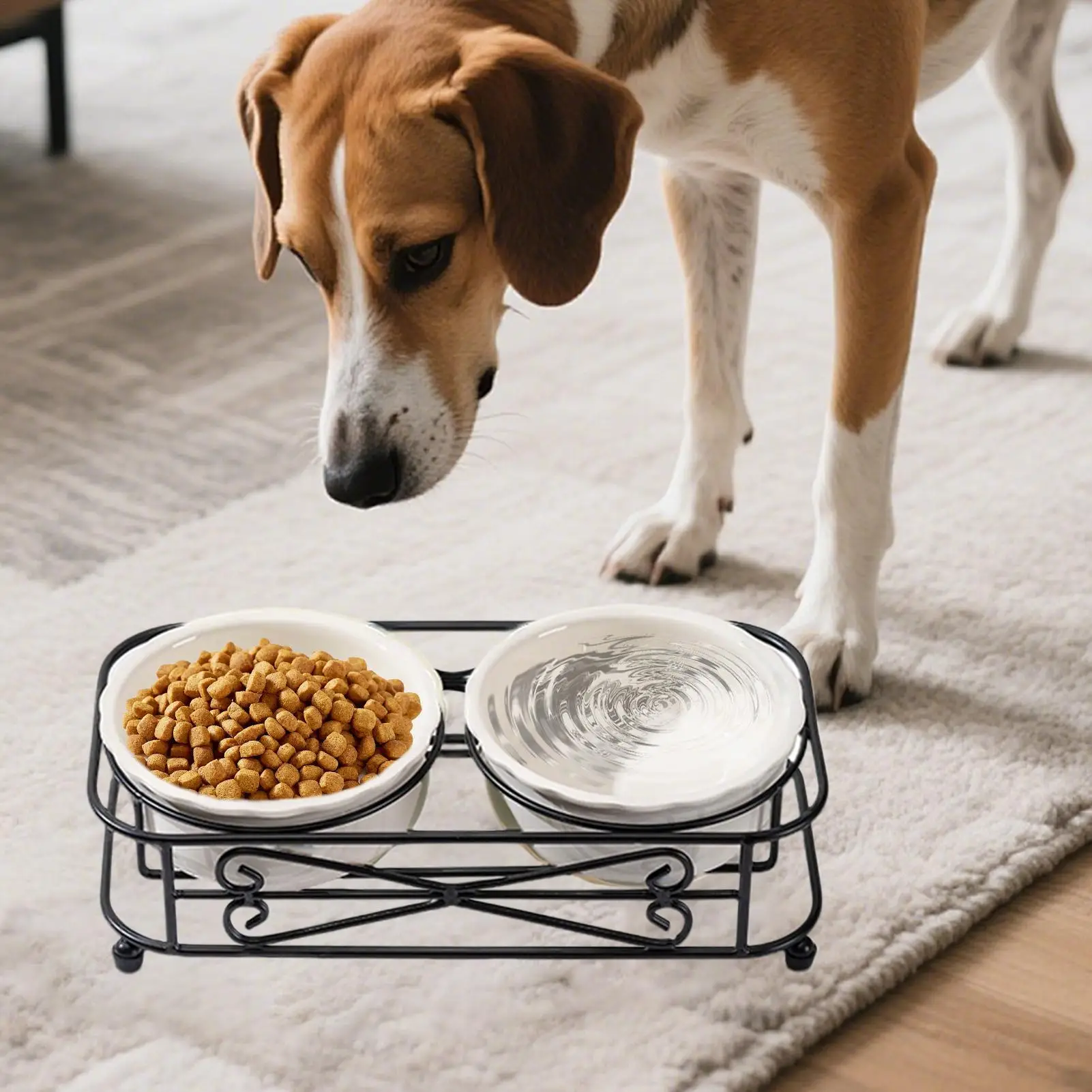 

Миска для корма, дозатор, блюдо с подставкой, керамическая миска для кормления, товары для домашних животных для кормления маленьких собак, щенков, котят, в помещении и на открытом воздухе