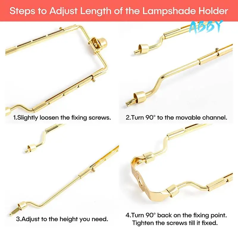 

ABBY-7Inch Lamp Shade Harp Holder Adjustable Lamp Harp Kit E14,E26,E27 Light Base Adapter Horn Frame Lampshade Bracket