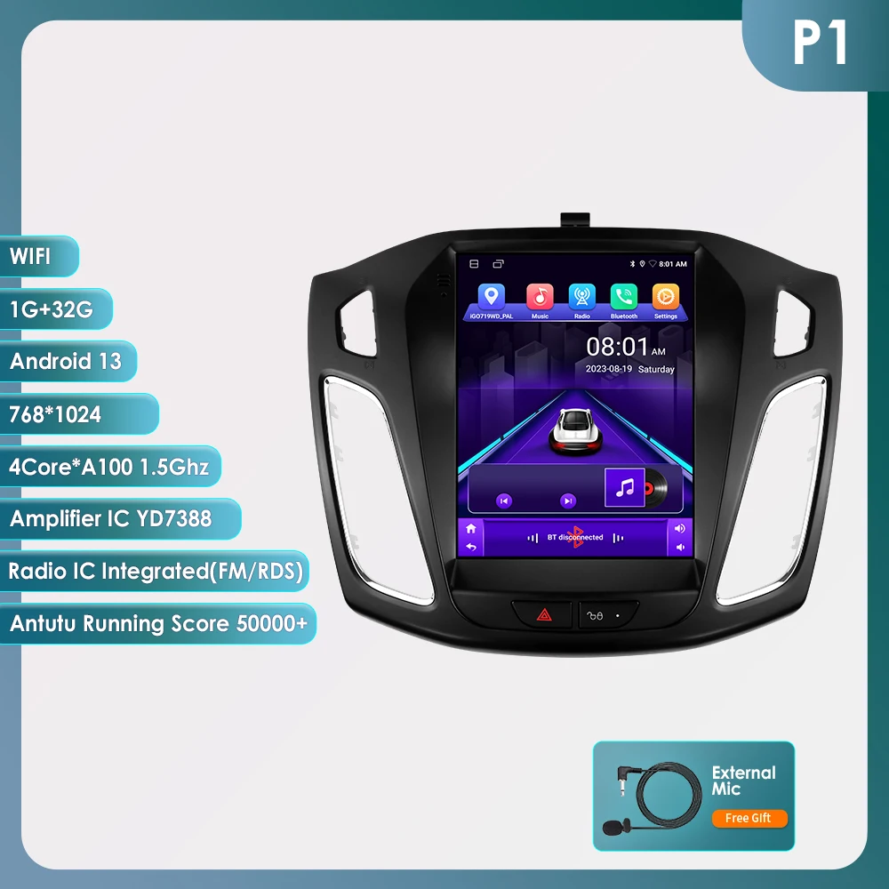 Hizpo voor Tesla Stijl Carplay Android Autoradio voor Ford Focus MK3 2012-2018 Multimedia Video Player Navigatie GPS auto Stereo - afbeelding 1