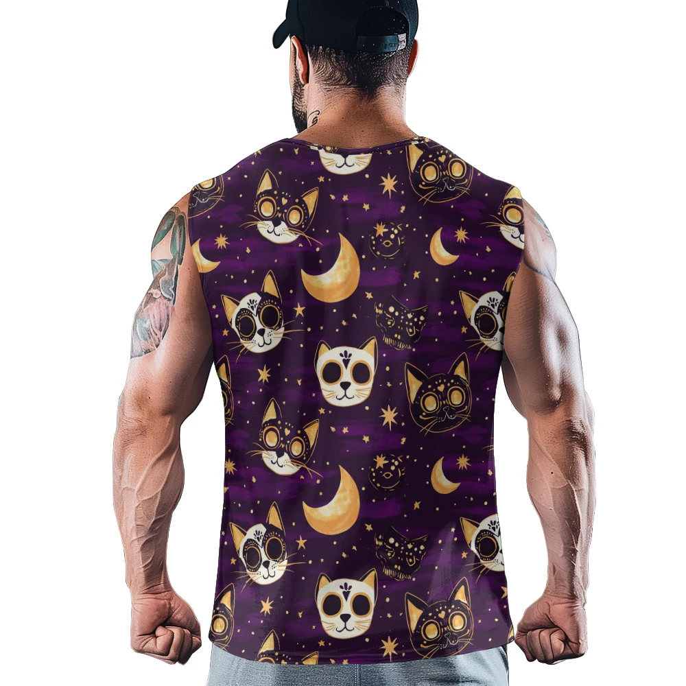 White Black Cats Kitty Men Tank Top Gym To Street Sleeveless Color Summer Breathable Training Fit Vest Muscle Fitness Clothing