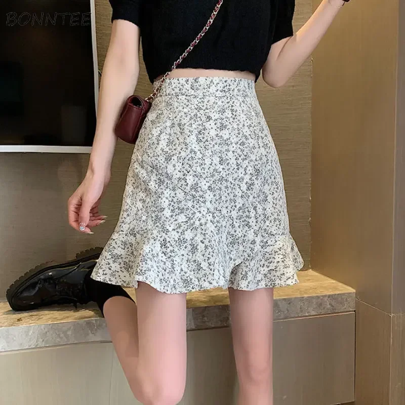 

Floral Mini Skirts Women Ruffles Sexy Summer Streetwear Elegant Vintage Casual Y2k Female Holiday Aesthetic Design 2023