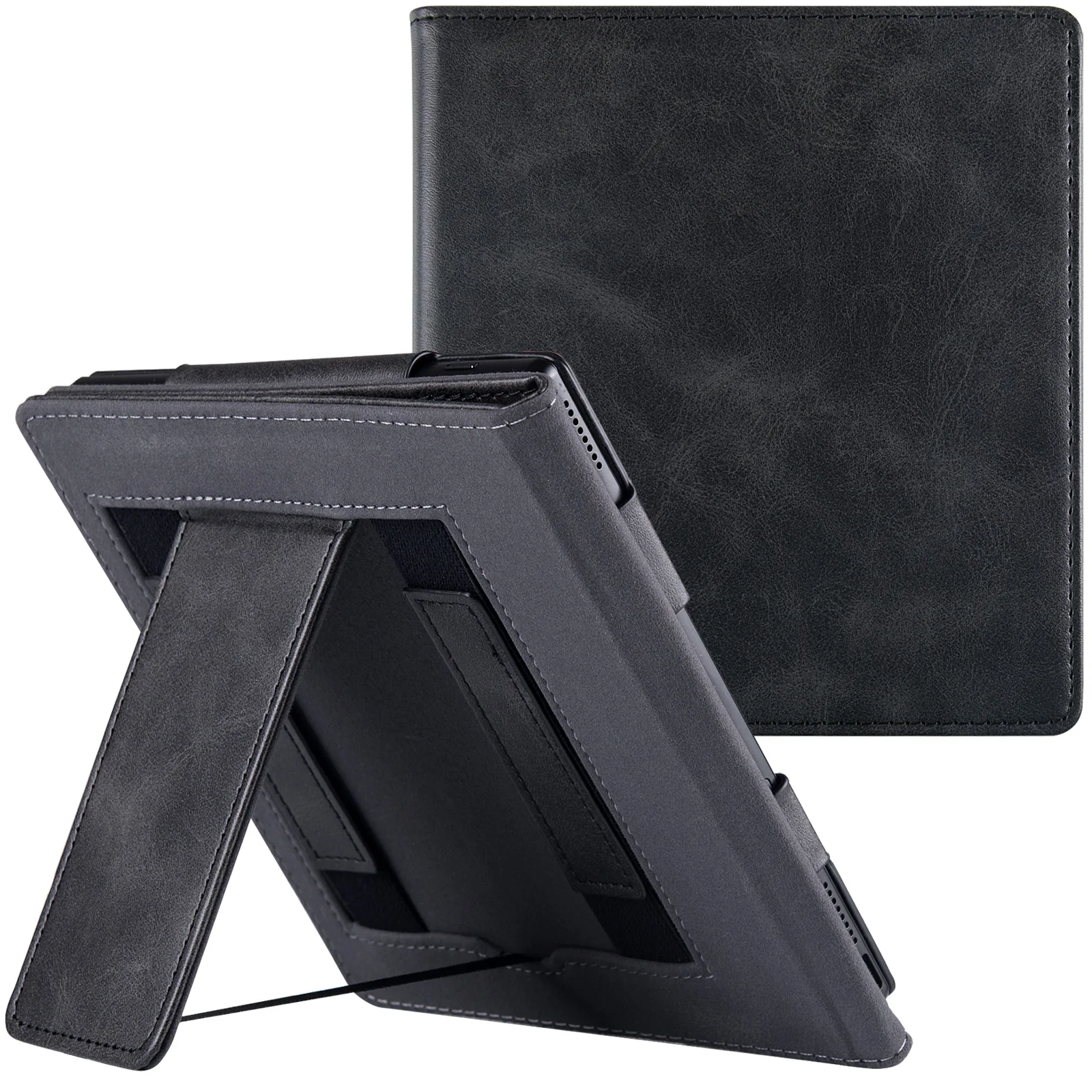 Stand Case for Onyx Boox Leaf 2 (2022 Release) - Premium PU Leather Bookcover with Double Hand Strap and Auto Sleep/Wake