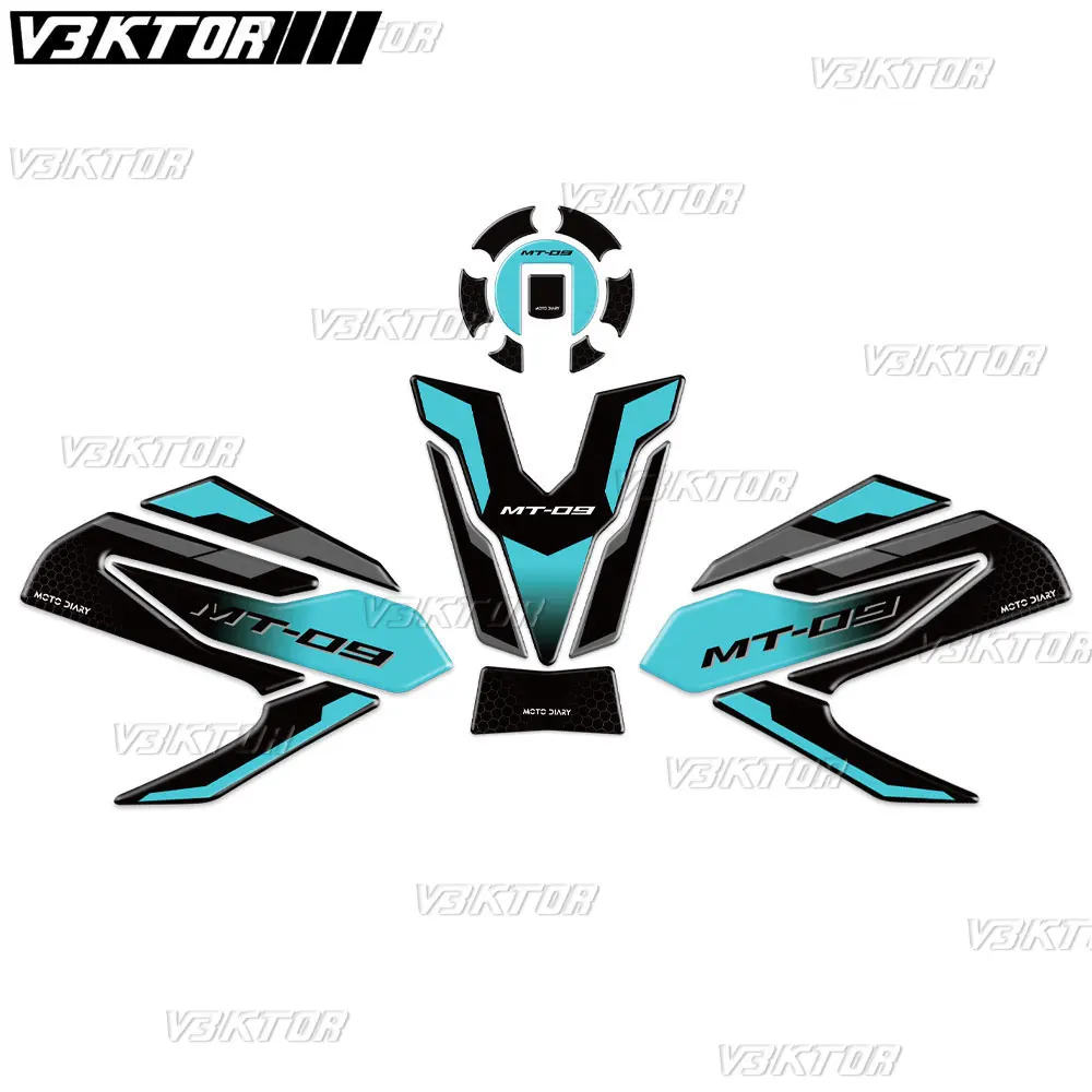 3D Resin Tank Pad Sticker Motorcycle Fuel Tank Protection Decal For MT 09 MT09 MT-09 2024